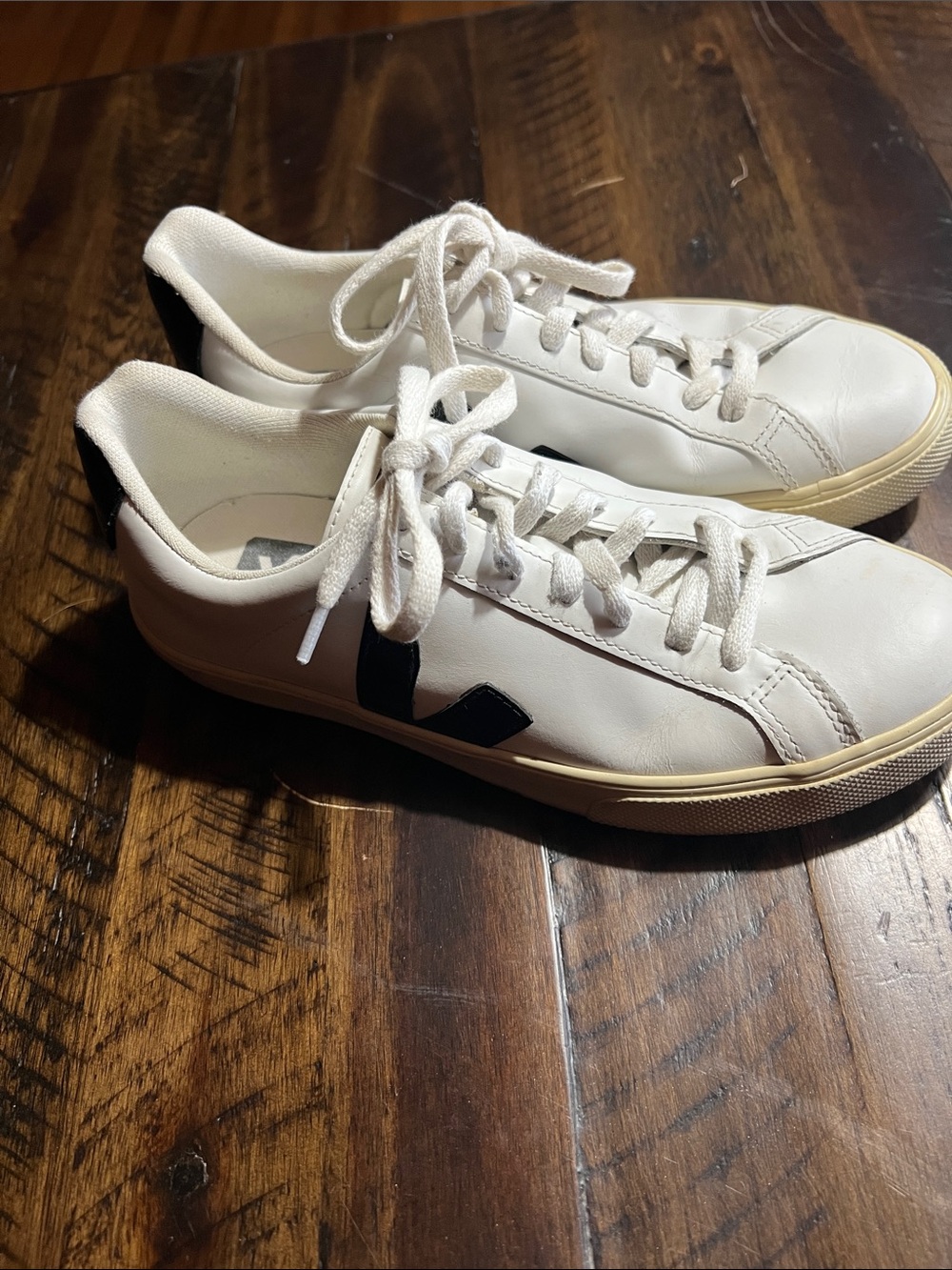 Veja White Leather Sneakers with Black V Logo Detail size 7 - Picture 4 of 15